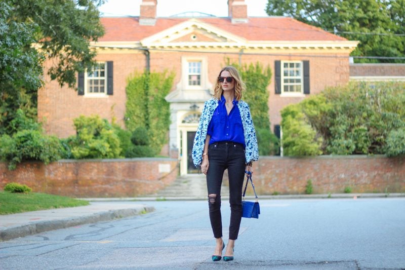 HIGH WAIST SKINNY JEANS AND PLAID HEELS