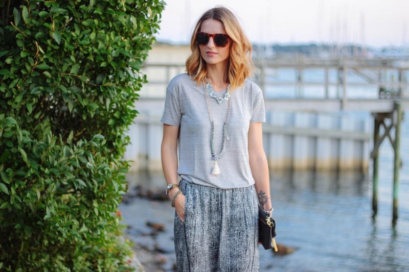 PRINTED PANTS AND STATEMENT NECKLACES