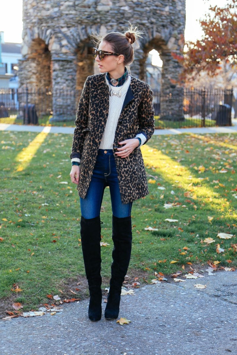 COLD WEATHER STYLE: LEOPARD COAT AND OVER THE KNEE BOOTS
