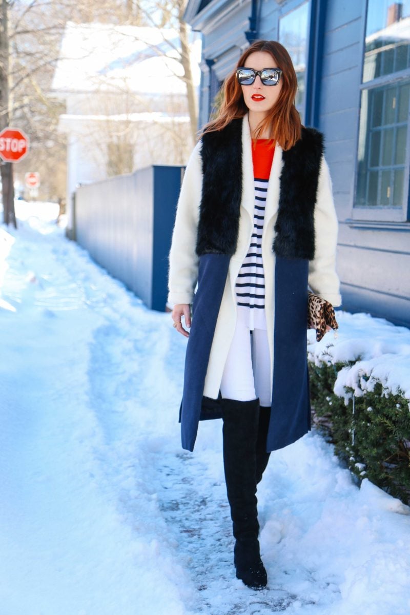 WHITE SKINNY JEANS AND STRIPE SWEATER