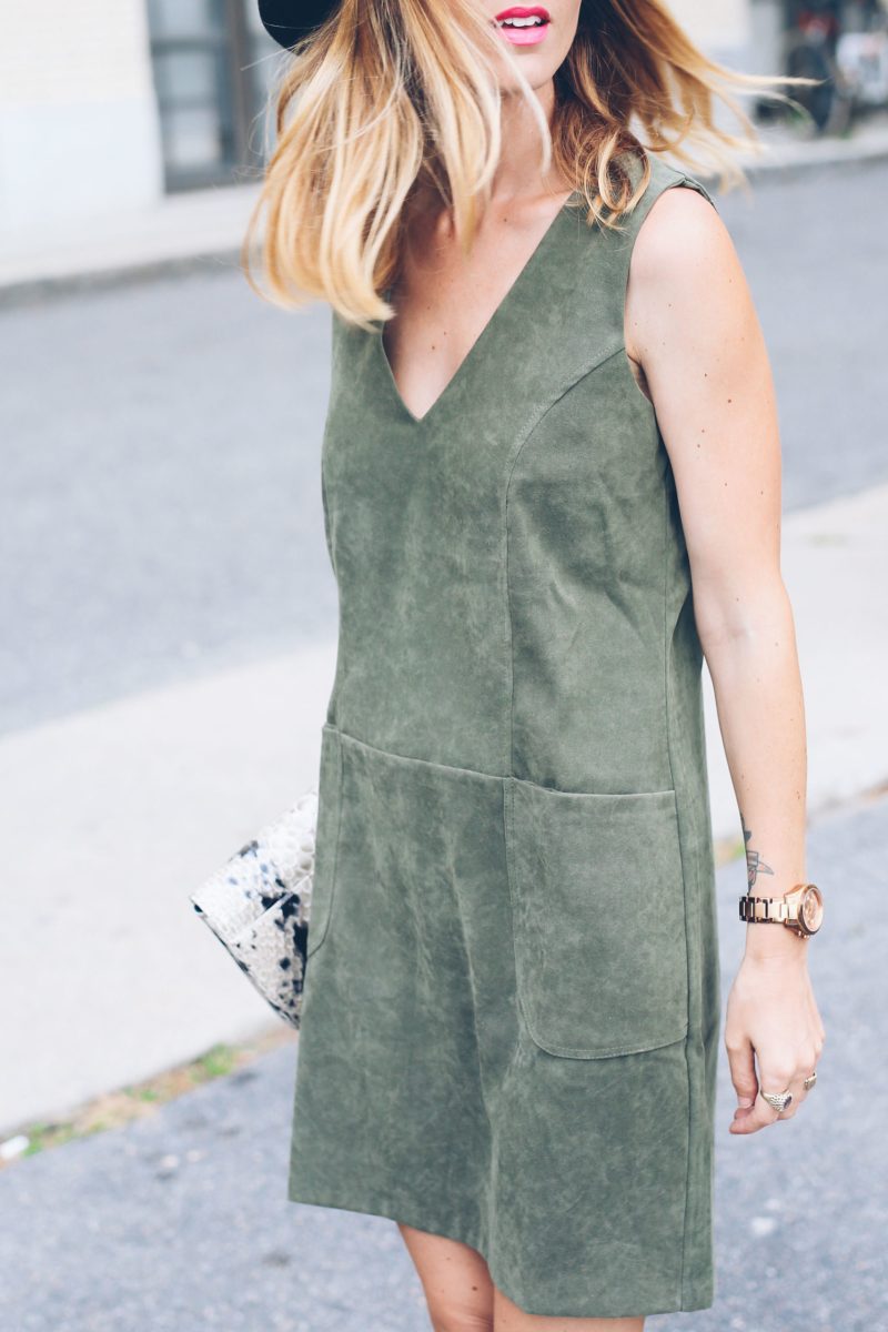 SUEDE DRESS AND BRAHMIN CARINA SHOULDER BAG