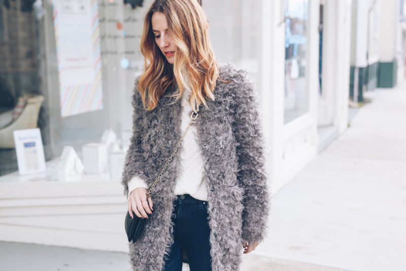 COZY AND CHIC: BOUCLE COAT AND CABLE SWEATER