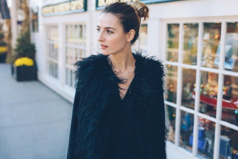Faux Fur Vest and Flare Jeans