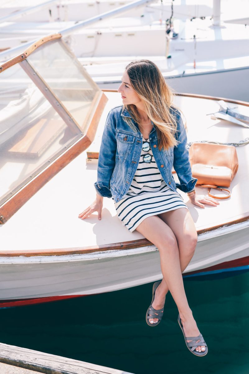 Striped Dress and Leather Sandals