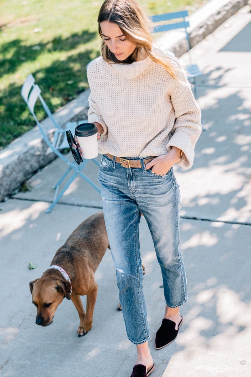 Fall Outfits: Chunky Knit Sweater and Boyfriend Jeans