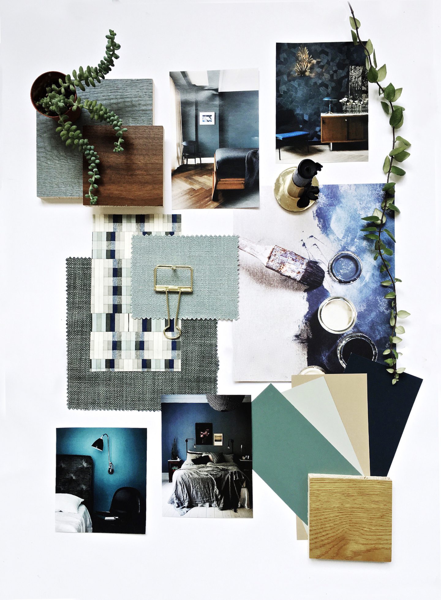 Jess Ann Kirby likes to gather colors, textures and photos to create a mood board for interior design before beginning any interior design projects.