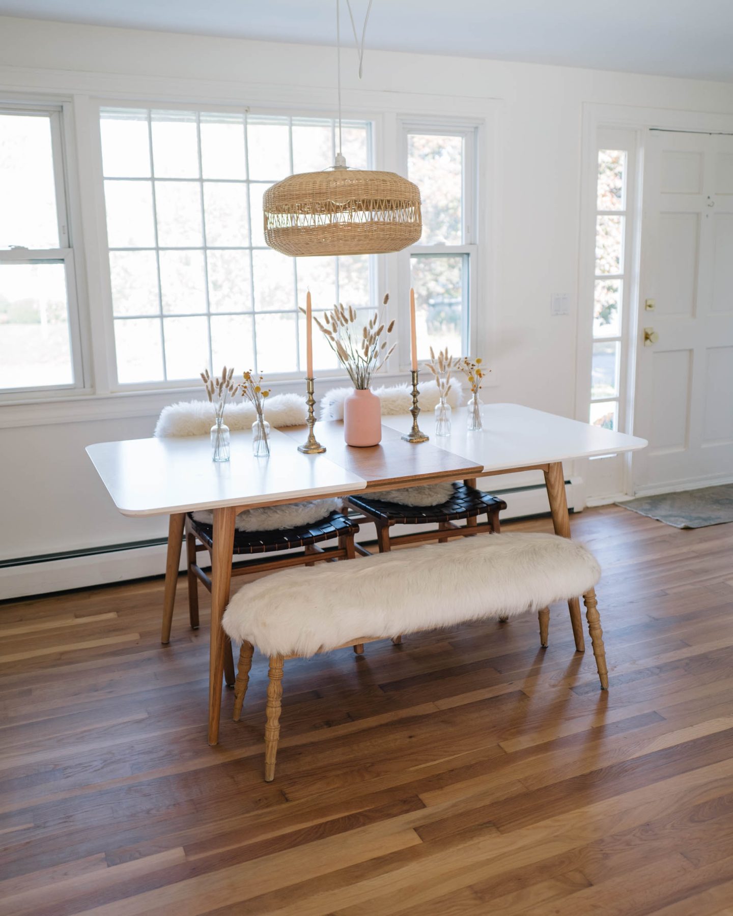 Jess Ann Kirby's refinished hardwood floors bring new life to her dining room.