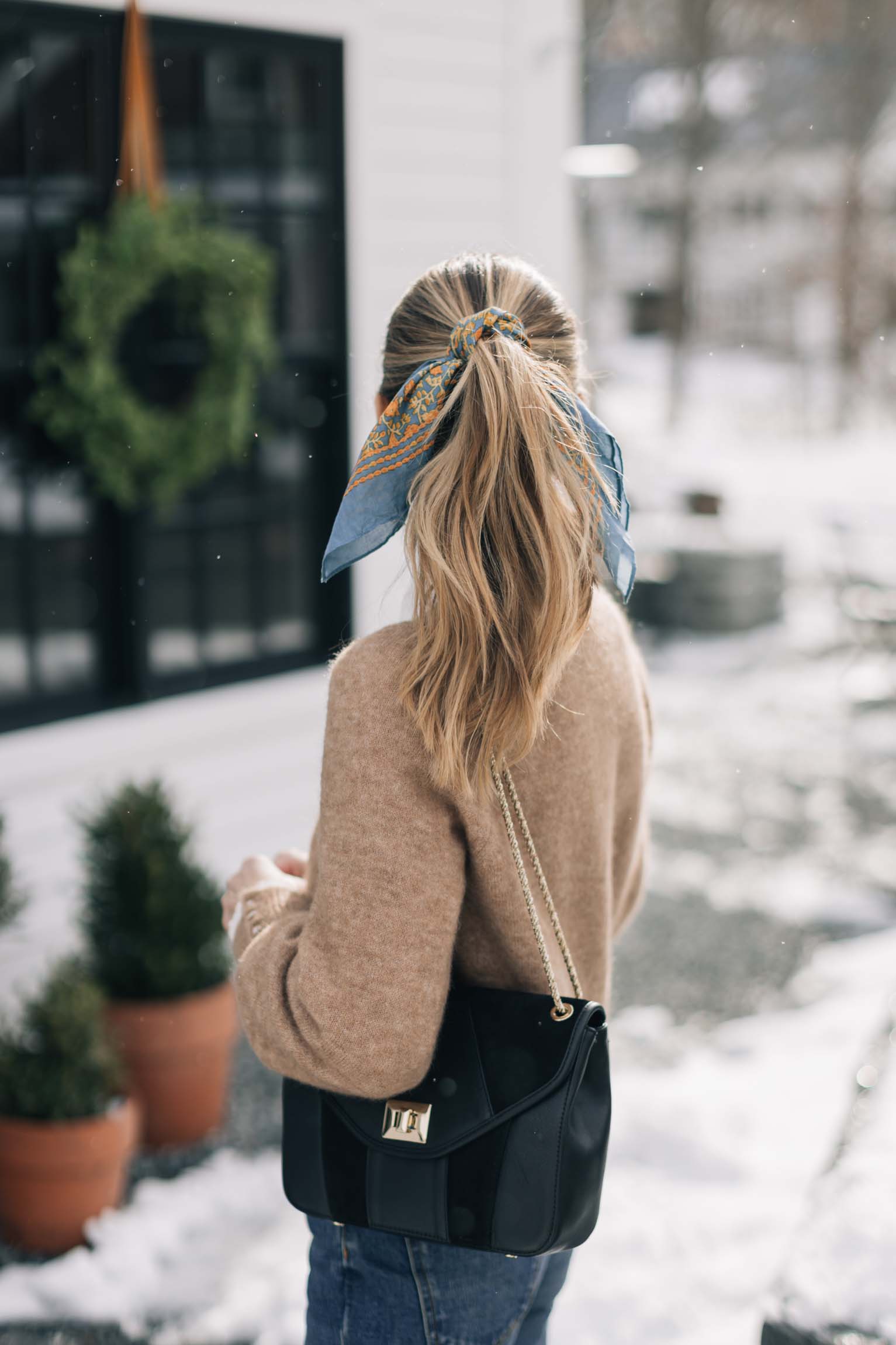 Ponytail with scarf Ponytail with scarf hairstyle